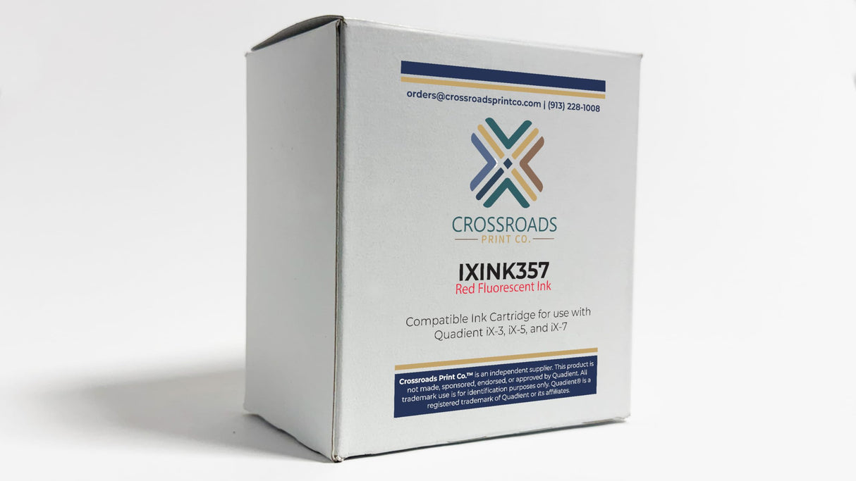 Crossroads Print Co. IXINK357 Compatible Ink Cartridge for Quadient iX-3, iX-5, iX-7 & iX-7 Pro Postage Meter | USPS Compliant Fluorescent Red Ink | Made in USA