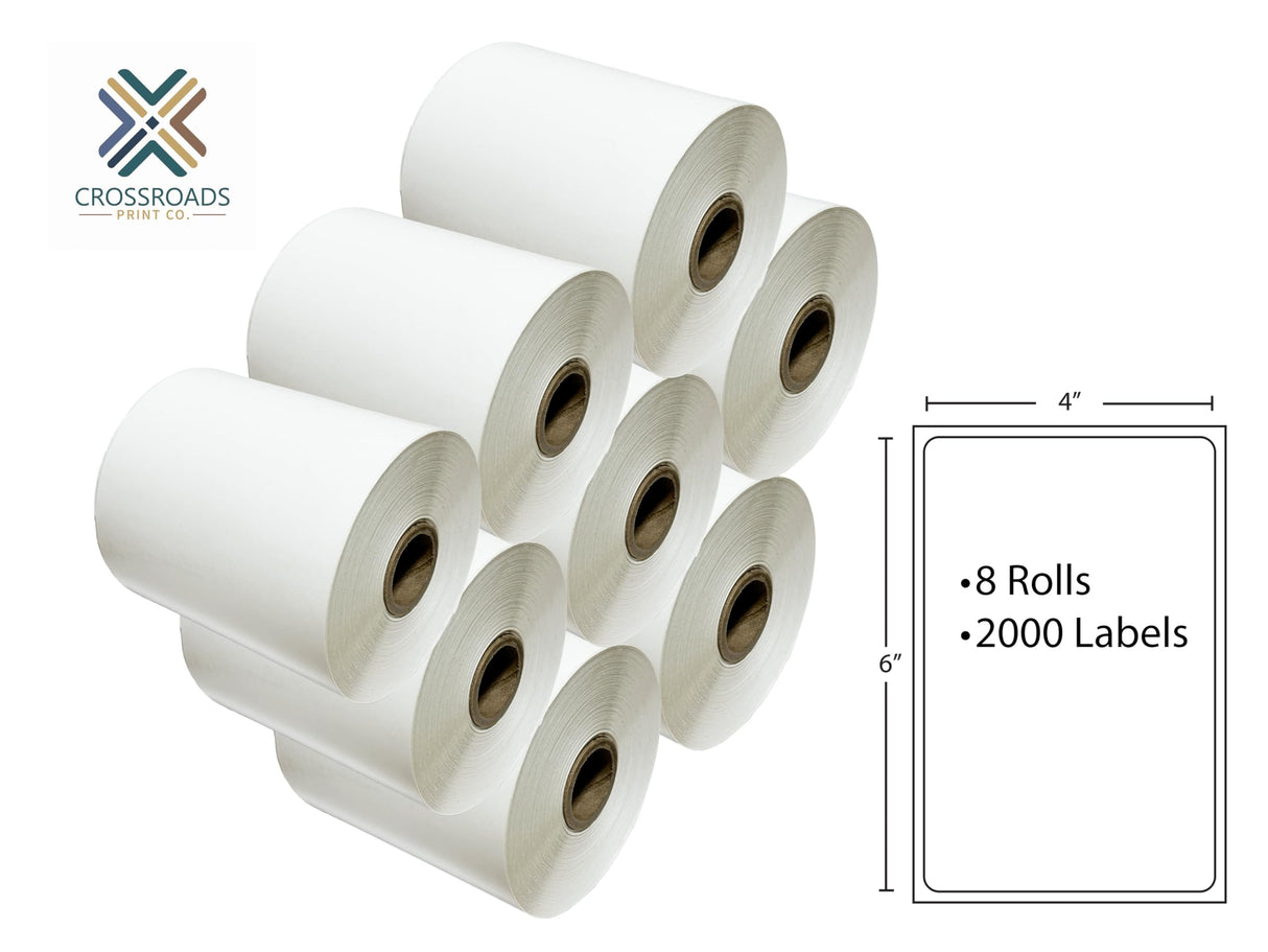 4” x 6” Direct Thermal Shipping Labels – 250 Labels per Roll – 1” Core, Die-Cut, Perforated – 4” OD – Compatible with Desktop Thermal Printers