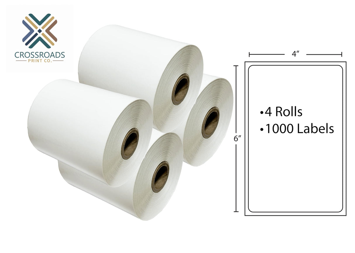 4” x 6” Direct Thermal Shipping Labels – 250 Labels per Roll – 1” Core, Die-Cut, Perforated – 4” OD – Compatible with Desktop Thermal Printers