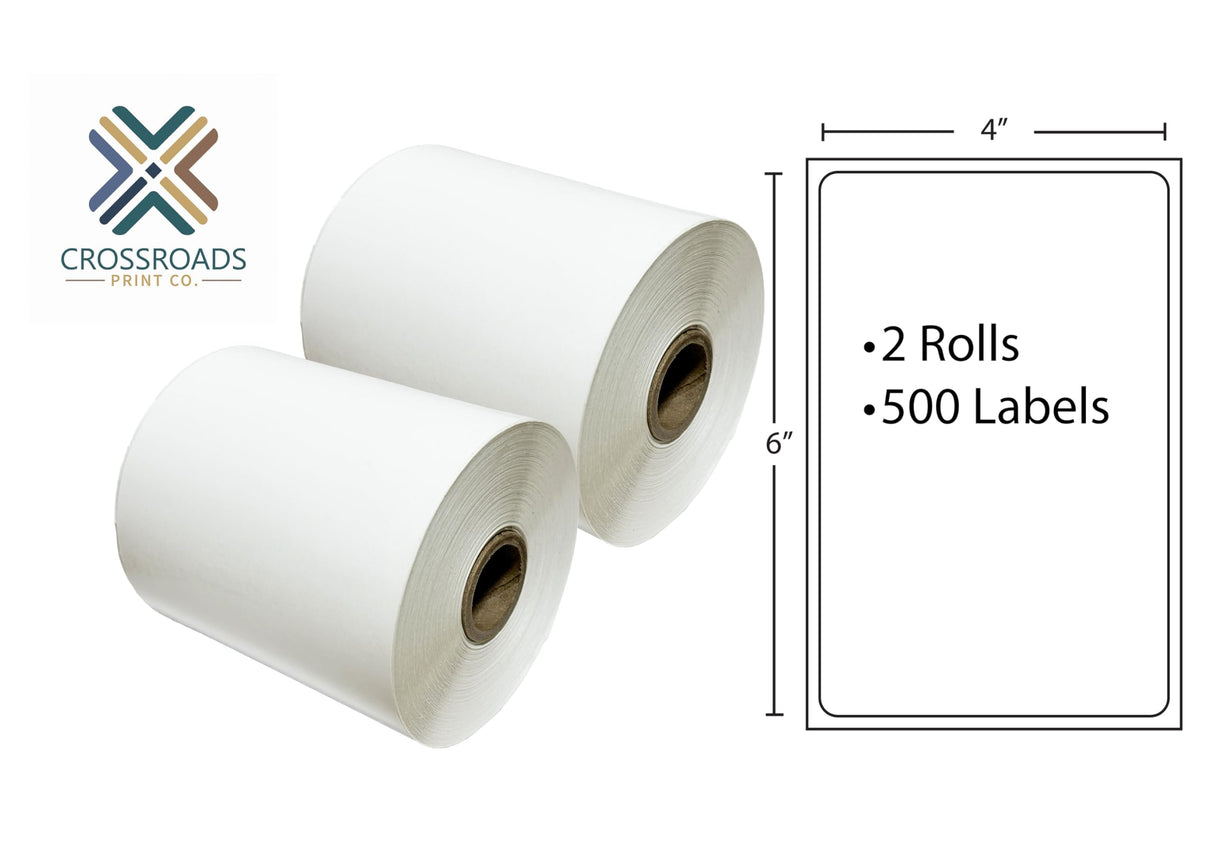 4” x 6” Direct Thermal Shipping Labels – 250 Labels per Roll – 1” Core, Die-Cut, Perforated – 4” OD – Compatible with Desktop Thermal Printers
