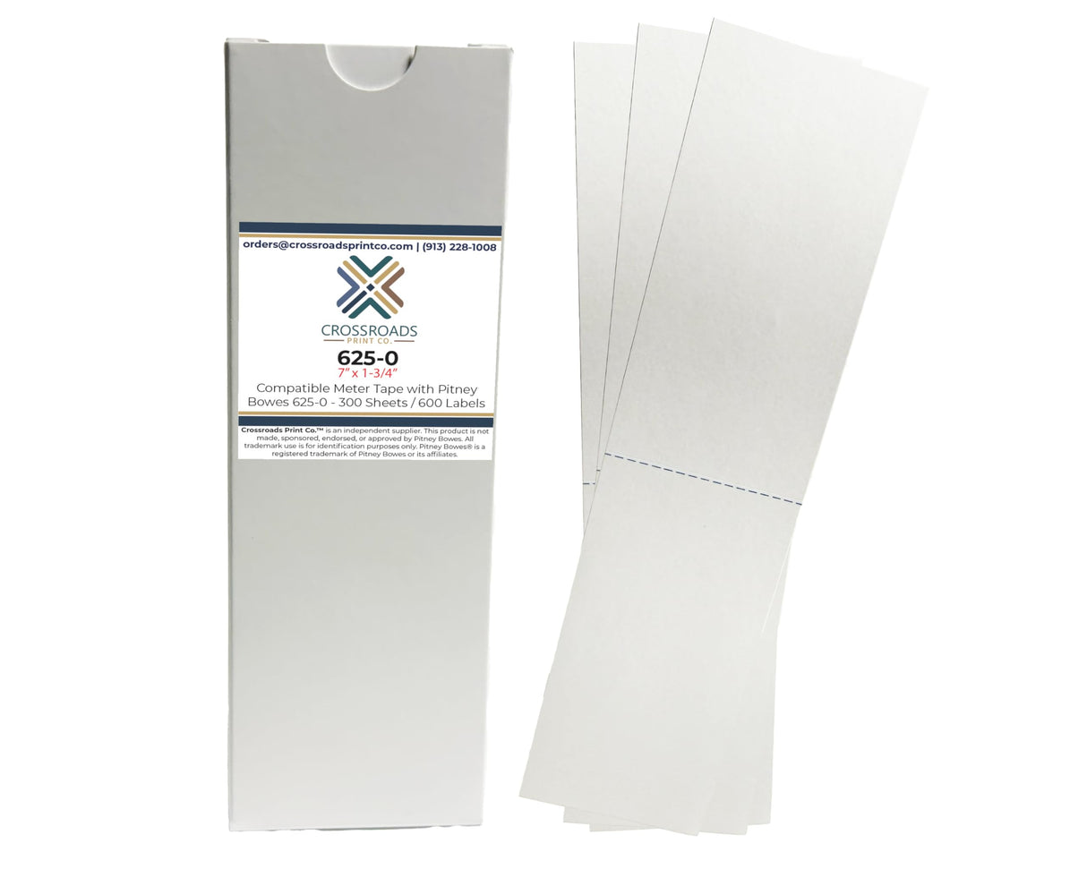 Compatible Pitney Bowes 625-0 Postage Meter Tape Labels – 300 Double Labels (600 Impressions) – 7" x 1-3/4" – for SendPro C Auto – Made in USA