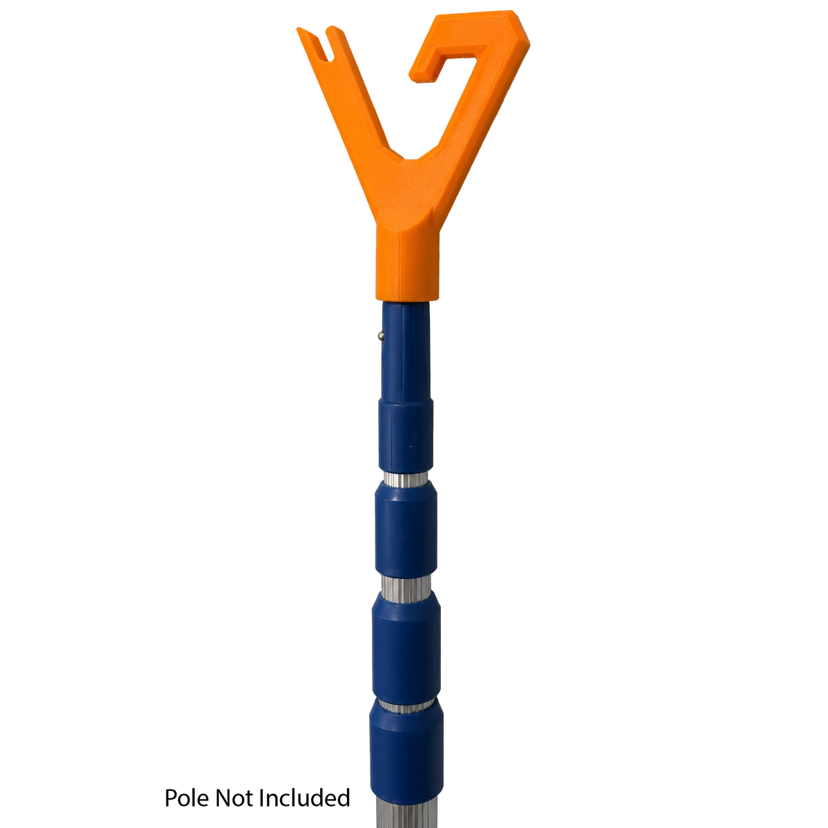 Telescopic pole with orange attachment on a white background