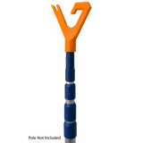 Telescopic pole with orange attachment on a white background
