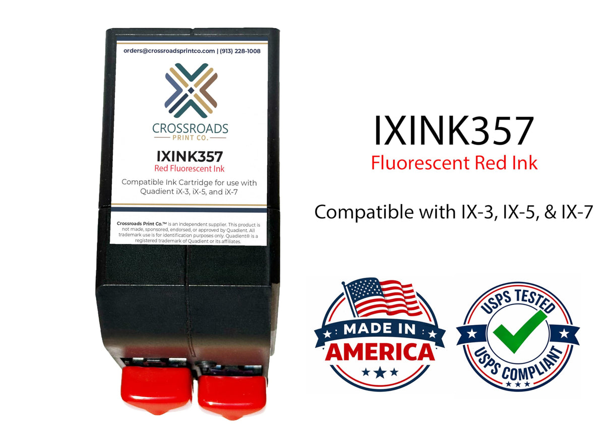 USPS-compliant fluorescent red postage meter ink cartridge